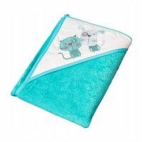 TEGA BABY Okrycie kąpielowe PIES I KOT niebieskie 80x80cm