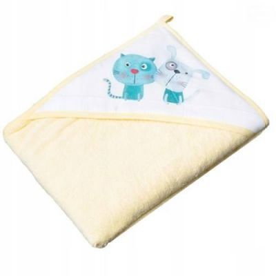 TEGA BABY Okrycie kąpielowe PIES I KOT żółte 80x80cm