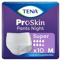 TENA PANTS PROSKIN SUPER NIGHT Majtki chłonne rozmiar M 10 sztuk NEW