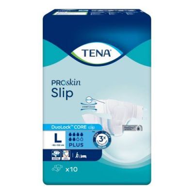 Tena ProSkin Slip Pieluchomajtki z rzepami Plus L, 10 szt.