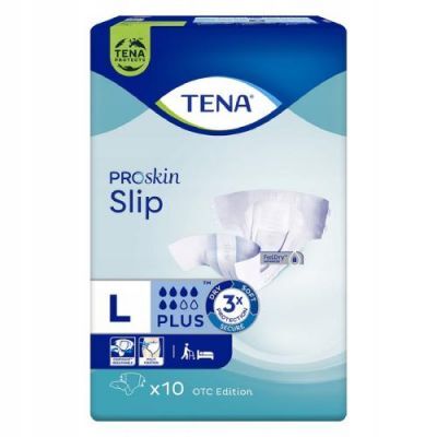 TENA Slip ProSkin Plus L, 10 szt.  - pieluchomajtki KRÓTKA DATA 25.10.2026