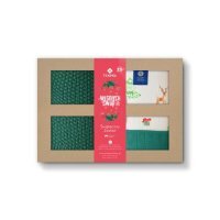 TEXPOL Zestaw Świąteczny: Bambusowy kocyk 80x100cm ZIELEŃ + Pieluszka 30x30cm + Pieluszka 65x65cm