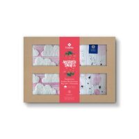 TEXPOL Zestaw świąteczny: Bambusowy ręcznik SKY CLOUDS róż 140x70cm + Pieluszka 65x65cm