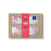 TEXPOL Zestaw świąteczny: Bambusowy ręcznik SKY STARS róż 140x70cm + Pieluszka 65x65cm