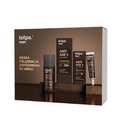 TOŁPA MEN ANTI AGE & SKIN BARRIER Zestaw Wzmacniający krem przeciwzmarszczkowy 50+, 50ml + Krem przeciwzmarszczkowy pod oczy, 10ml