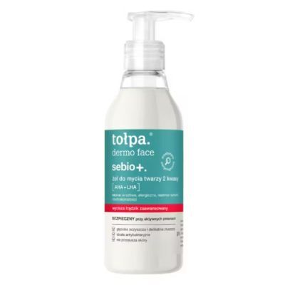 TOŁPA SEBIO+ Żel do mycia twarzy 2 kwasy: AHA + LHA, 195 ml