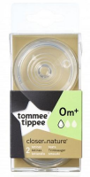 TOMMEE TIPPEE CLOSER TO NATURE smoczek silikonowy 0m+ o wolnym przepływie 2 sztuki