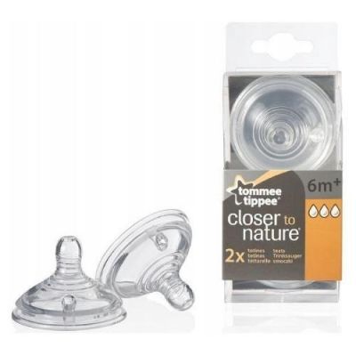 Tommee Tippee CTN Smoczek na butelkę SILIKONOWY 6+ szybki przepływ, 2 szt.