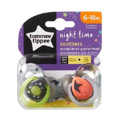 TOMMEE TIPPEE Smoczek uspokajający NIGHT TIME 6-18m 2sztuki (3629)