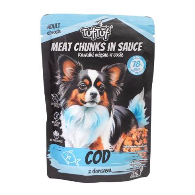 TufTuf Mokra karma dla psa Kawałki mięsne w sosie z dorszem (dorosły), 100 g