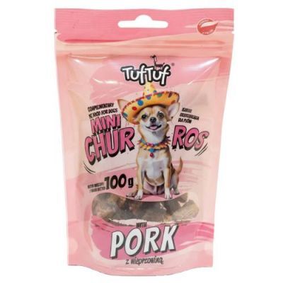 TufTuf Przysmak dla psa Mini Churros wieprzowina (dorosły/szczeniak), 100 g