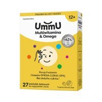 Ummu Multiwitamina &amp; Omega 12+ pastylki żelowe do rozgryzania i żucia o owocowym smaku, 27 szt.