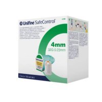 Unifine SafeControl 4 mm 32G 0.23 mm Bezpieczna igła do wstrzykiwacza z podwójną ochroną, 100 szt.