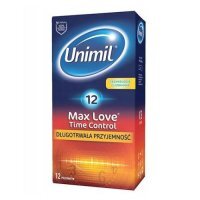 UNIMIL Max Love Time Control Prezerwatywy lateksowe nawilżane, 12 szt.