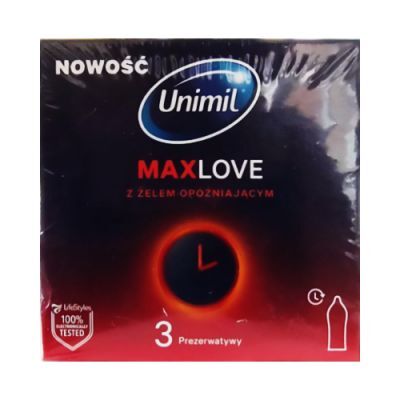 UNIMIL MaxLove Prezerwatywy z żelem opóźniającym, 3 szt.