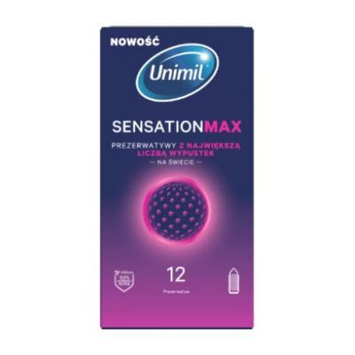 UNIMIL SENSATION MAX Prezerwatywy lateksowe z wypustkami, 12szt.
