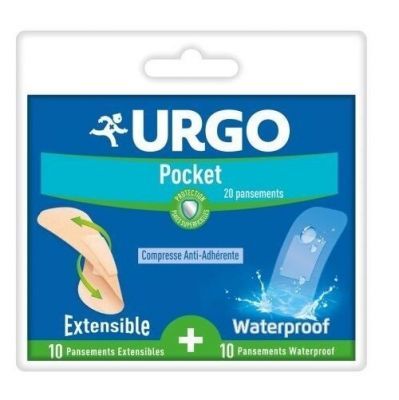 URGO Pocket plastry zestaw 10 delikatnych + 10 wodoodpornych
