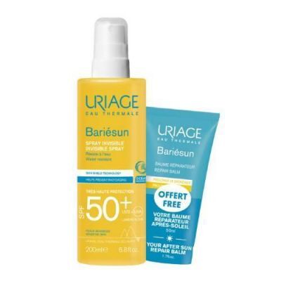 Uriage Bariesun Zestaw Invisible Spray SPF 50+, 200 ml + Balsam po opalaniu, 50 ml KRÓTKA DATA 30.11.2025
