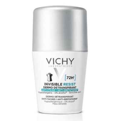 VICHY DEO Invisible Resist 72 h antyperspirant przeciw śladom do skóry wrażliwej roll-on 50 ml