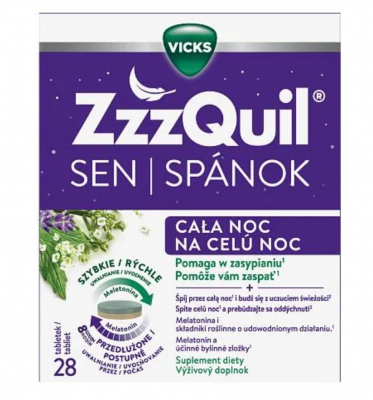 Vicks ZzzQuil SEN Cała noc, 28 tabl. KRÓTKA DATA 30.11.2026