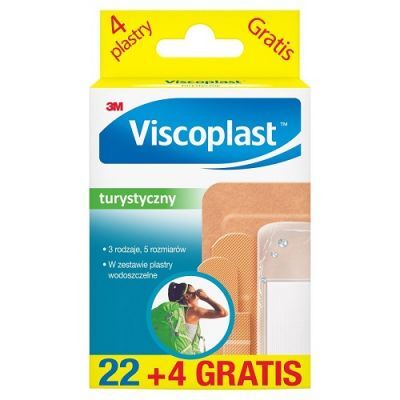 VISCOPLAST TURYSTYCZNY Zestaw plastrów 3 rodzaje, 5 rozmiarów, 22 sztuki + 4 sztuki gratis