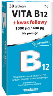 VITA B12 1000 mcg + kwas foliowy 400 mcg  30 tabletek do ssania