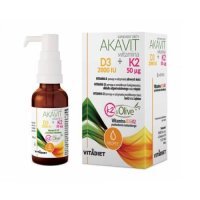 VITADIET Akavit Witamina D3 2000 IU + K2 50µg, 29,4 ml KRÓTKA DATA 31.12.2025
