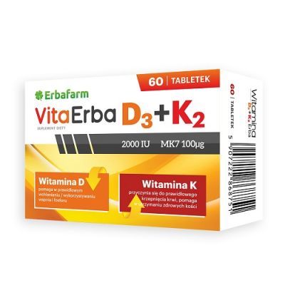 VitaErba D3+K2 60 tabletek ERBAFARM DATA WAŻNOŚCI 30.08.2024