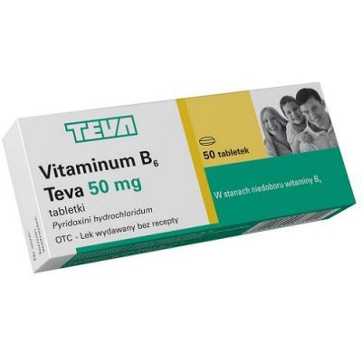 VITAMINUM B6 TEVA 50 mg 50 tabl. niedobór witamin, paradontoza