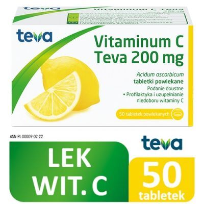 VITAMINUM C TEVA 200 mg 50 tabletek