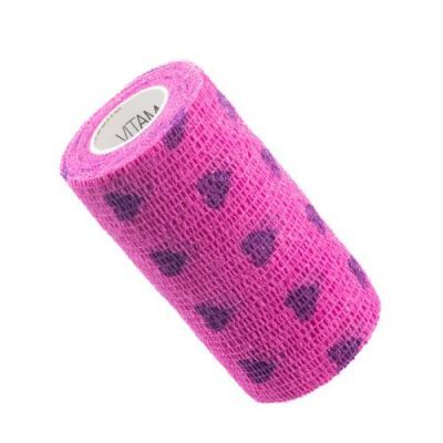 VITAMMY Autoband Elastyczny bandaż kohezyjny 10cm x 450cm Serduszka fioletowe
