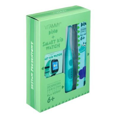 VITAMMY Zestaw Szczoteczka soniczna 6+ DINO zielony + Zegarek SMART KID WATCH