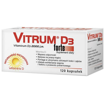 VITRUM D3 FORTE 2000 j.m. 120 kapsułek na niedobory witaminy D