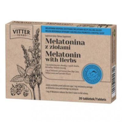 VITTER HERBS Melatonina z ziołami, 20tabl.