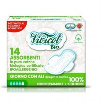 VIVICOT BIO Podpaski NA DZIEŃ ze skrzydełkami z organicznej bawełny niebielone chlorem 14 sztuk