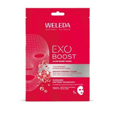 Weleda Exo Boost Glow Maseczka w płachcie z granatem i peptydami maca, 1 szt.