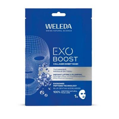 Weleda Wxo Boost Kolagenowa maseczka w płachcie z goryczką letnią i szarotką alpejską, 1 szt.