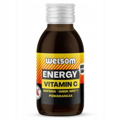 WELSOM ENERGY VITAMIN C SHOT Kofeina + imbir + pomarańcza, 100 ml