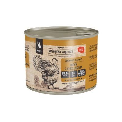 Wiejska Zagroda Karma mokra dla kota Indyk z kurczakiem (kociak), 200 g
