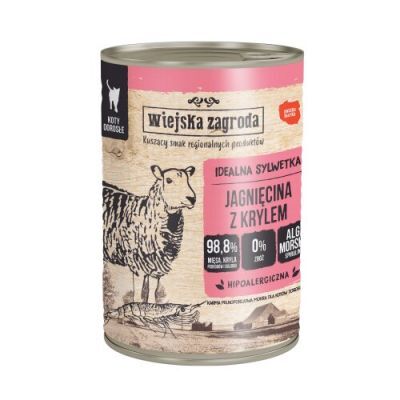 Wiejska Zagroda Karma mokra dla kota Jagnięcina z krylem (dorosły), 400 g
