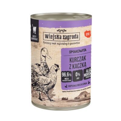 Wiejska Zagroda Karma mokra dla kota Kurczak z kaczką (dorosły), 400 g