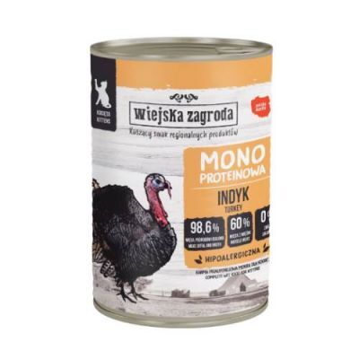 Wiejska Zagroda Karma mokra dla kota Monobiałkowa Indyk (kociak), 400 g