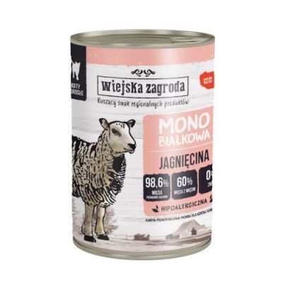 Wiejska Zagroda Karma mokra dla kota Monobiałkowa Jagnięcina (dorosły), 400 g