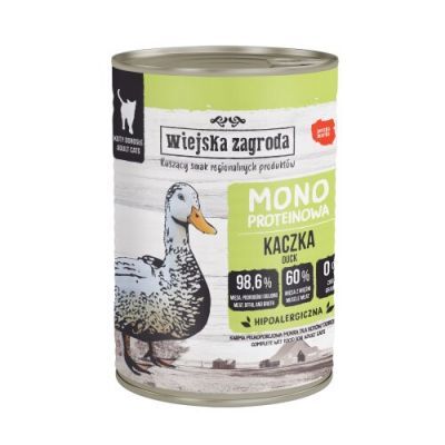 Wiejska Zagroda Karma mokra dla kota Monoproteinowa Kaczka (dorosły), 400 g