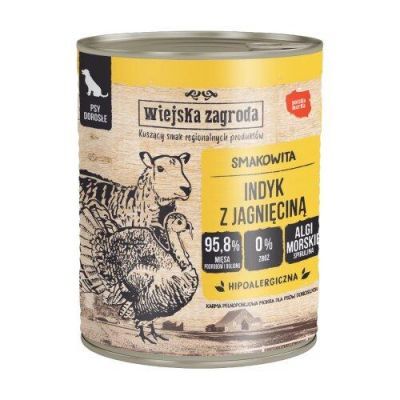 Wiejska Zagroda Karma mokra dla psa Indyk z jagnięciną (dorosły), 800 g