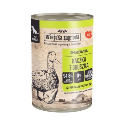 Wiejska Zagroda Karma mokra dla psa Kaczka z gruszką (dorosły), 400 g