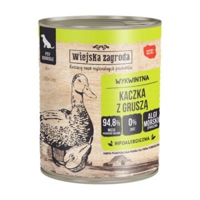Wiejska Zagroda Karma mokra dla psa Kaczka z gruszką (dorosły), 800 g
