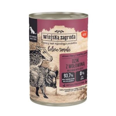 Wiejska Zagroda Karma mokra dla psa Leśne smaki Dzik z wołowiną (dorosły), 400 g
