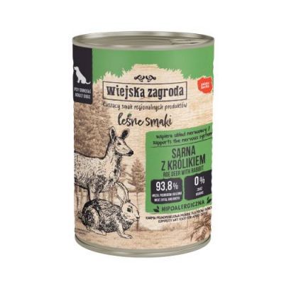 Wiejska Zagroda Karma mokra dla psa Leśne smaki Sarna z królikiem (dorosły), 400 g