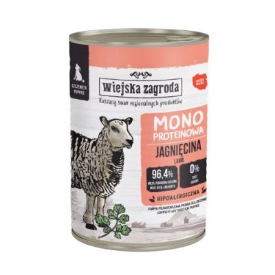 Wiejska Zagroda Karma mokra dla psa Monoproteinowa Jagnięcina (szczeniak), 400 g